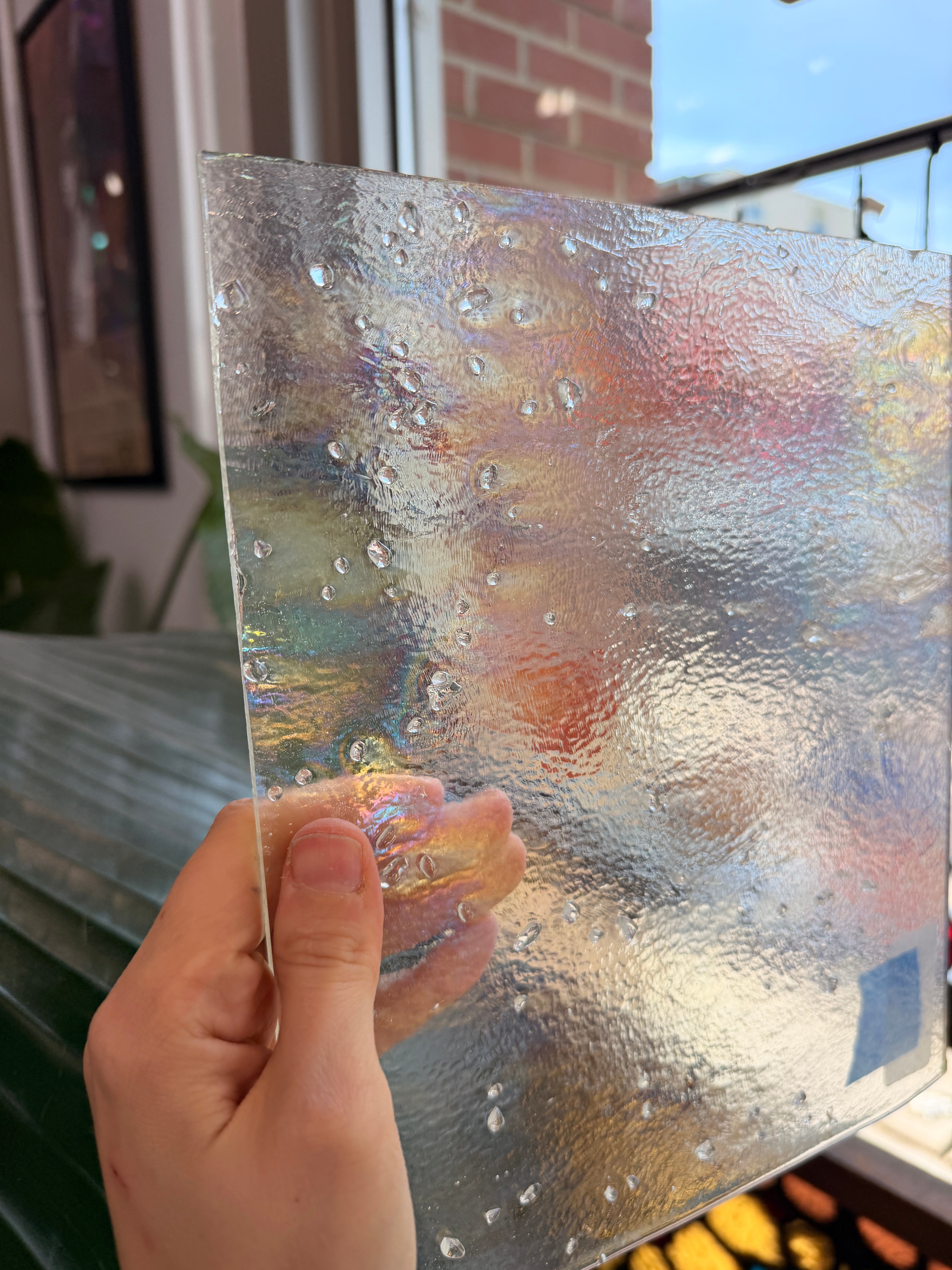 Clear Iridescent Frit Bullseye