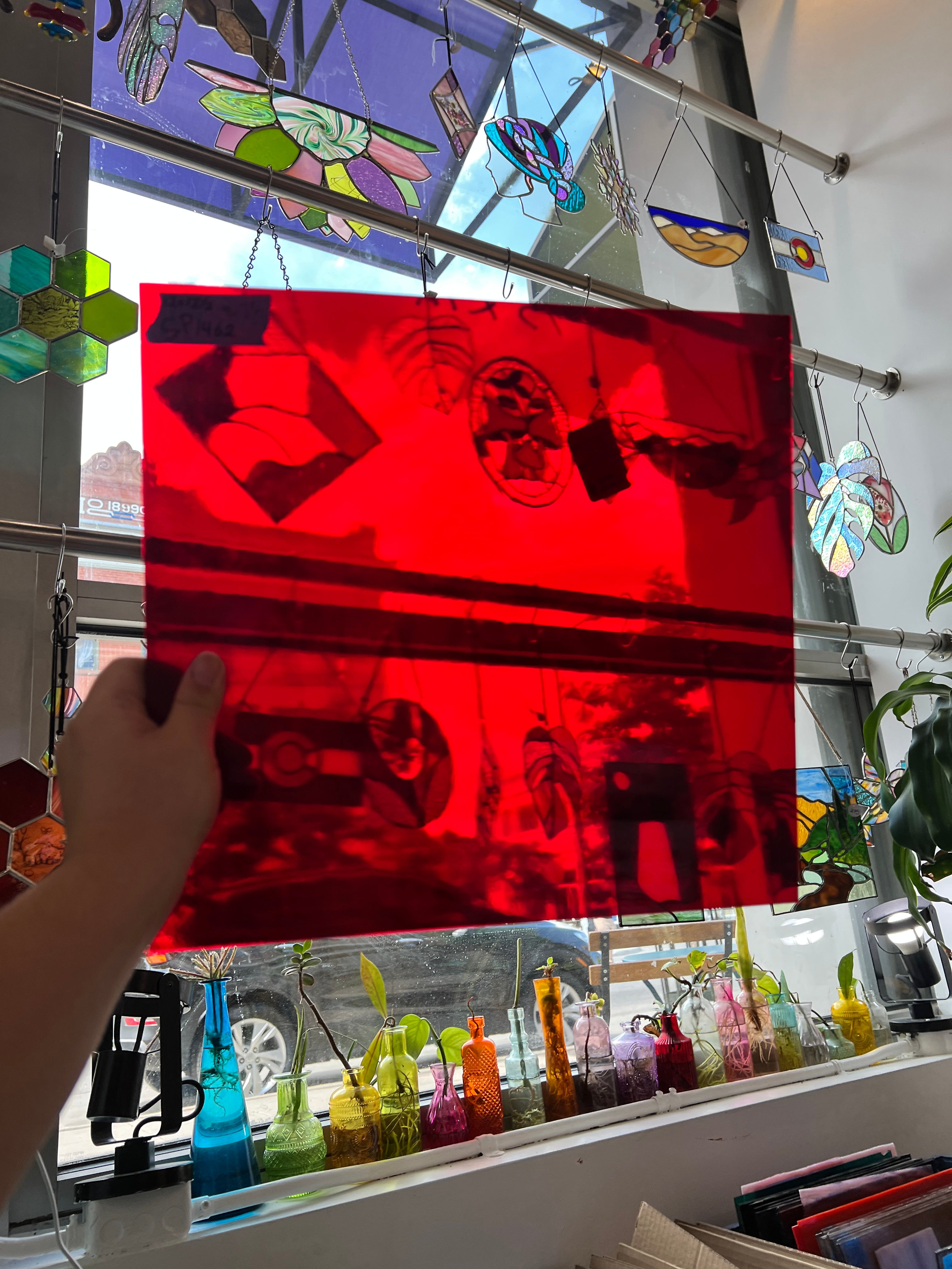 Transparent Red Vintage Spectrum Sheet Glass Colorado Glassworks