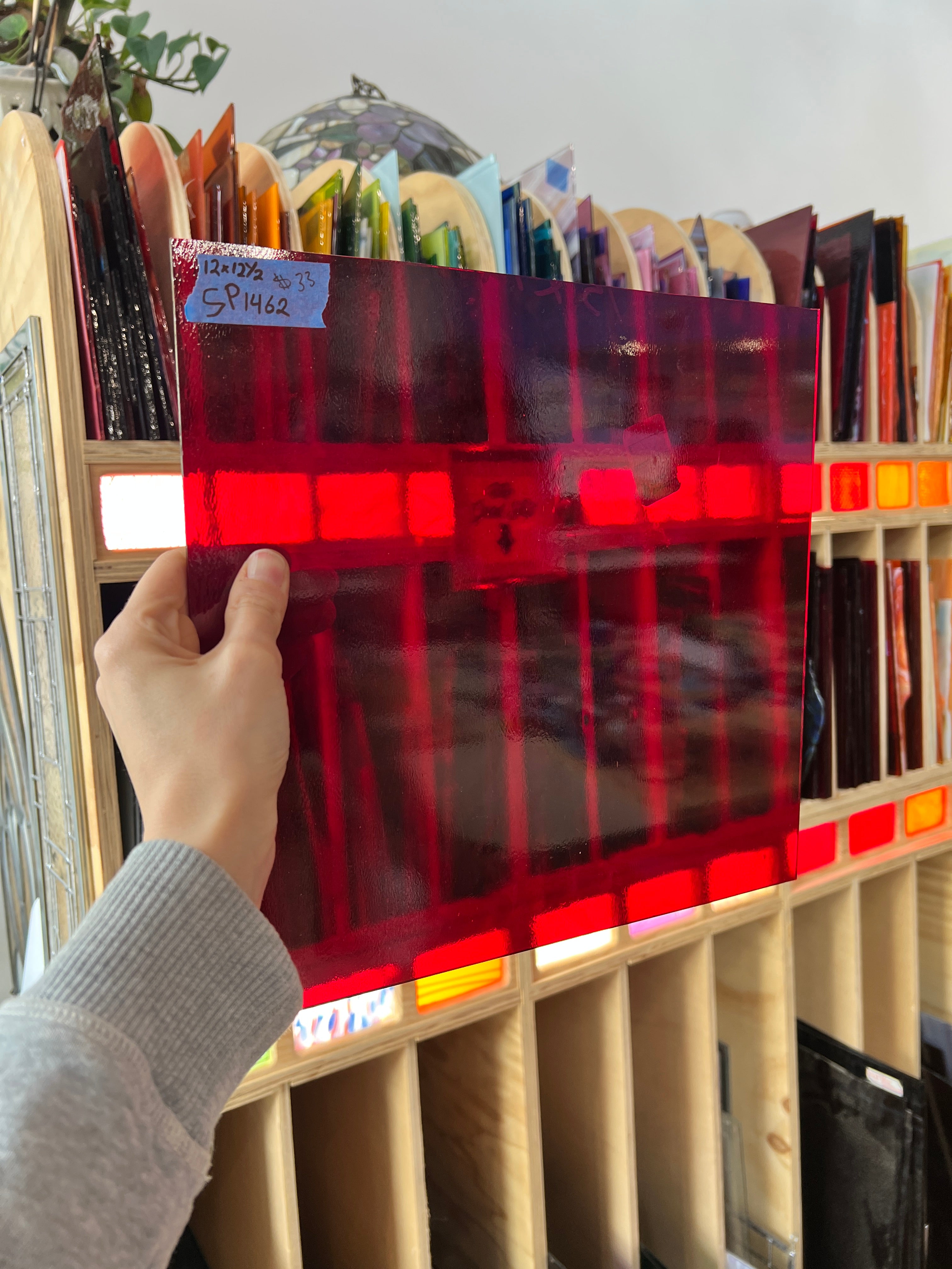 Transparent Red Vintage Spectrum Sheet Glass Colorado Glassworks SP1462 (12x12.5in)