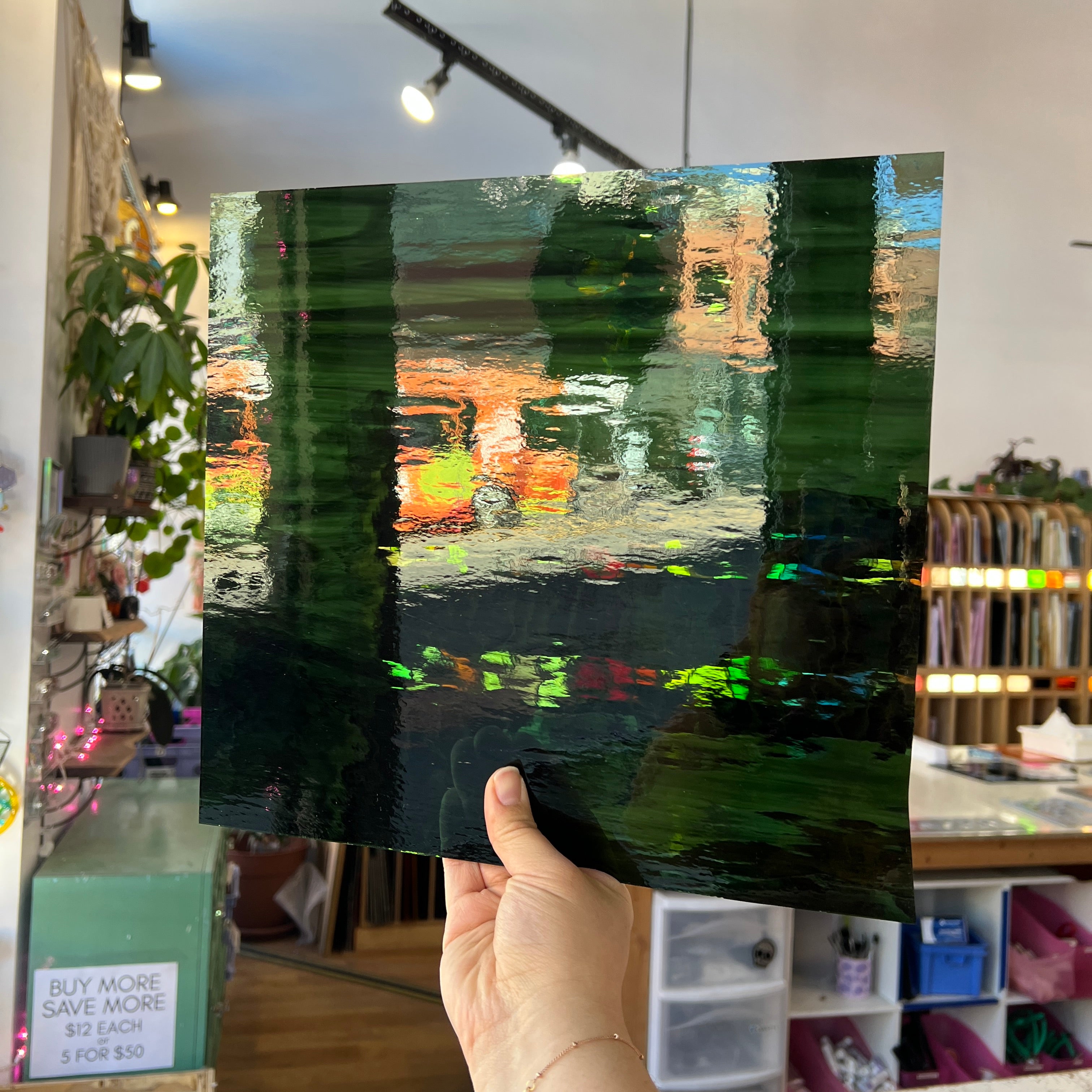 Deep Olive/Sea Green Waterglass Oceanside Fusible 96 COE (422.1WF) Sheet Glass Colorado Glassworks