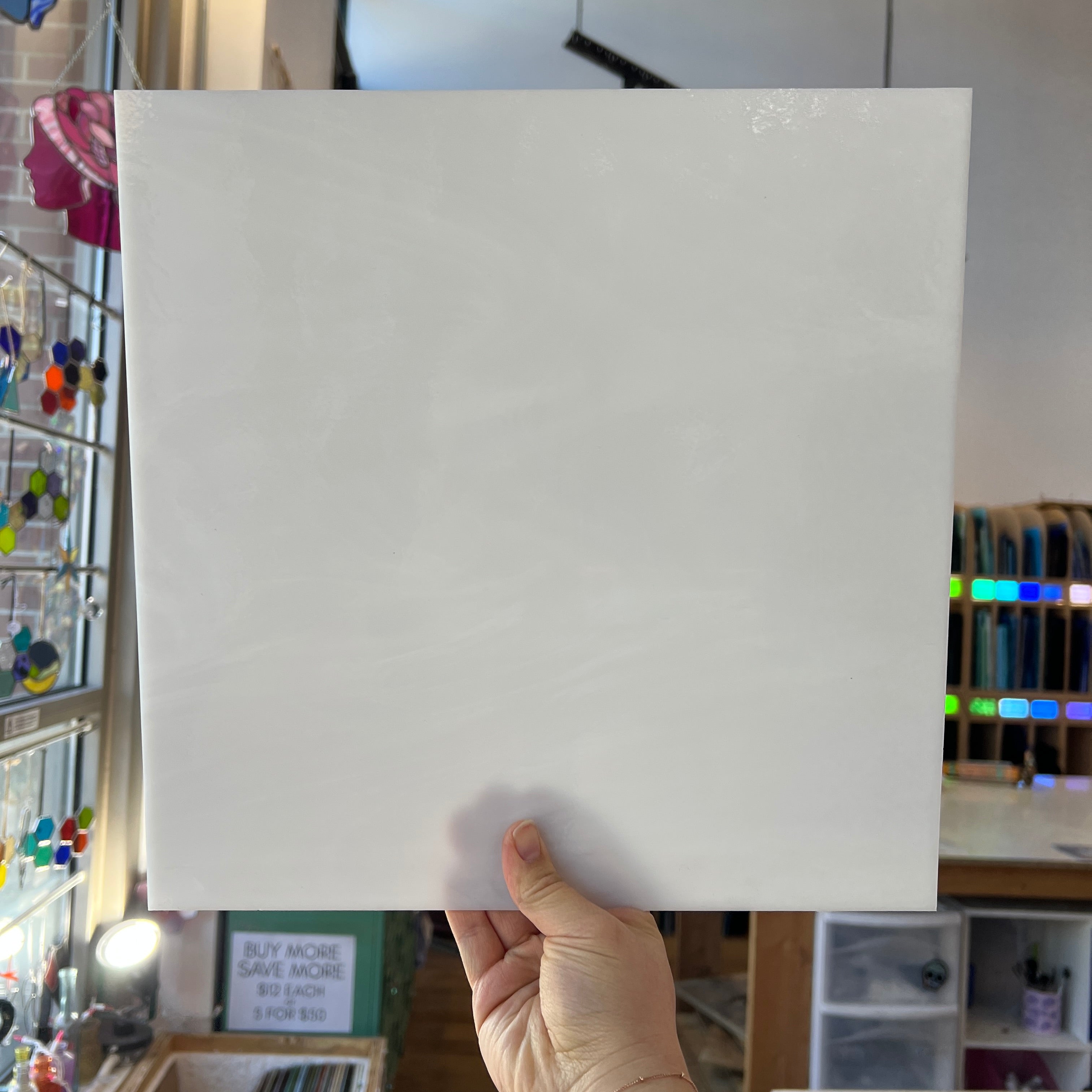 White/Clear Wispy Oceanside Fusible 96 COE (OGT 305F) Sheet Glass Colorado Glassworks