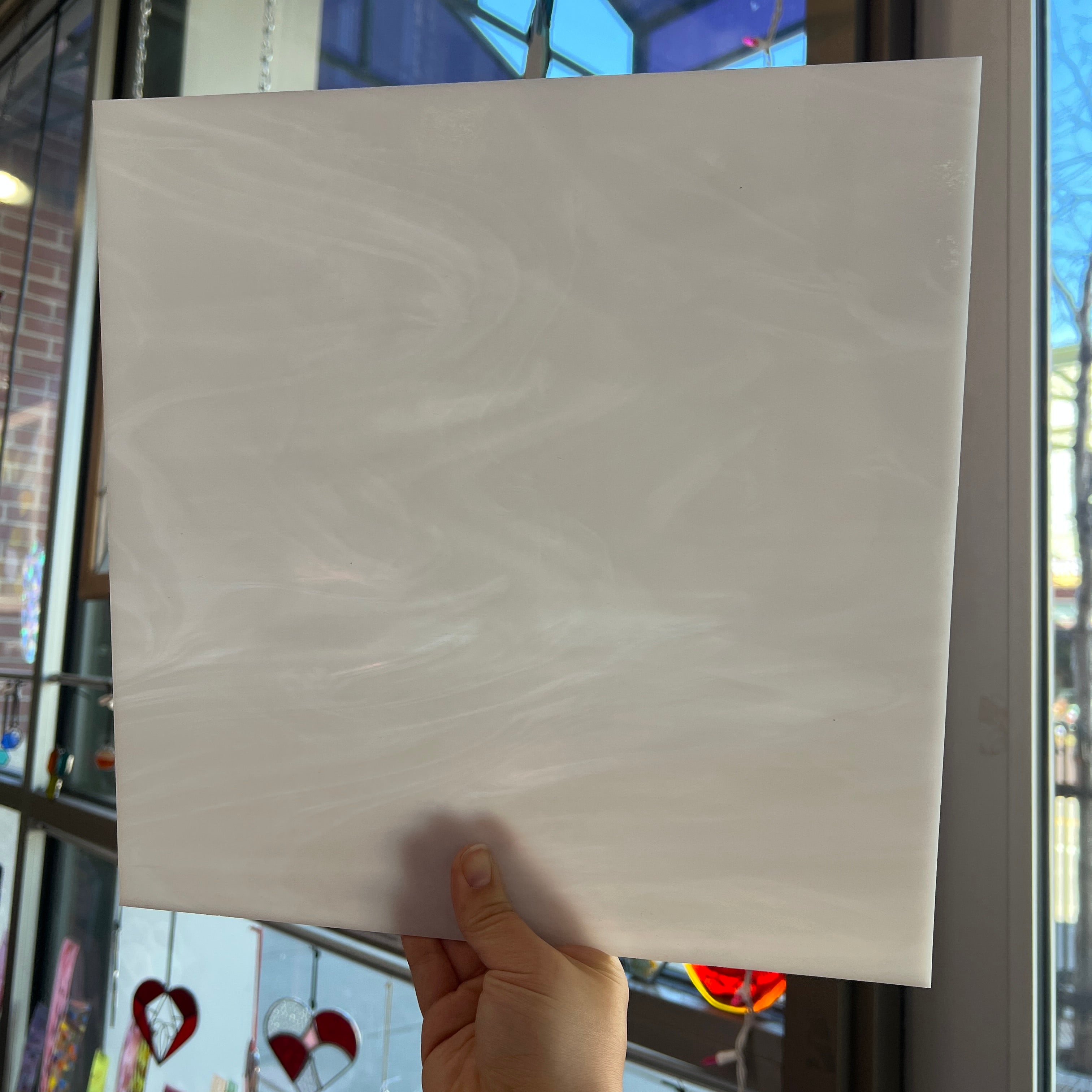 White/Clear Wispy Oceanside Fusible 96 COE (OGT 305F) Sheet Glass Colorado Glassworks