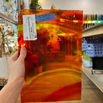 Lamberts Mouthblown Orange Yellow Wispy Mix Sheet Glass Colorado Glassworks LA322 (8.5x12.5in)  