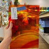 Lamberts Mouthblown Orange Yellow Wispy Mix Sheet Glass Colorado Glassworks LA322 (8.5x12.5in)  