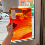 Lamberts Mouthblown Orange Yellow Wispy Mix Sheet Glass Colorado Glassworks   