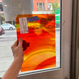 Lamberts Mouthblown Orange Yellow Wispy Mix Sheet Glass Colorado Glassworks   