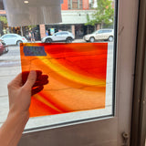 Lamberts Mouthblown Orange Yellow Wispy Mix Sheet Glass Colorado Glassworks   