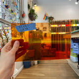 Lamberts Mouthblown Orange Yellow Wispy Mix Sheet Glass Colorado Glassworks LA318 (5.5x8.5in)  