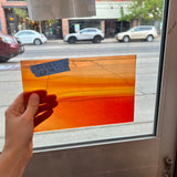 Lamberts Mouthblown Orange Yellow Wispy Mix Sheet Glass Colorado Glassworks   