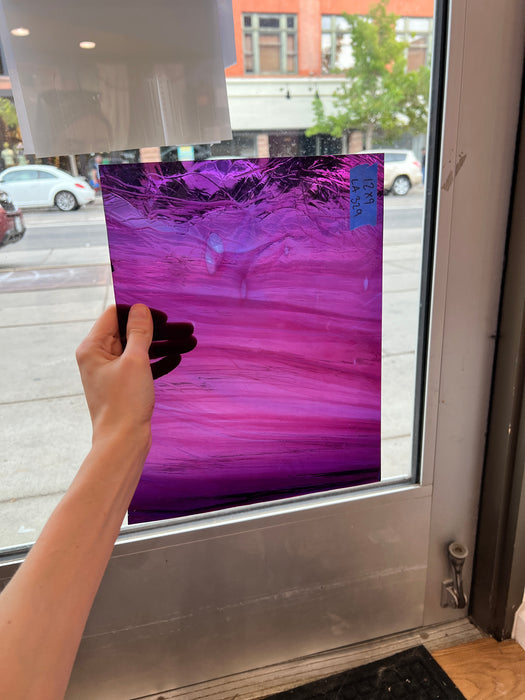 Purple Pink Reamy Mouth Blown Lamberts Sheet Glass Colorado Glassworks   