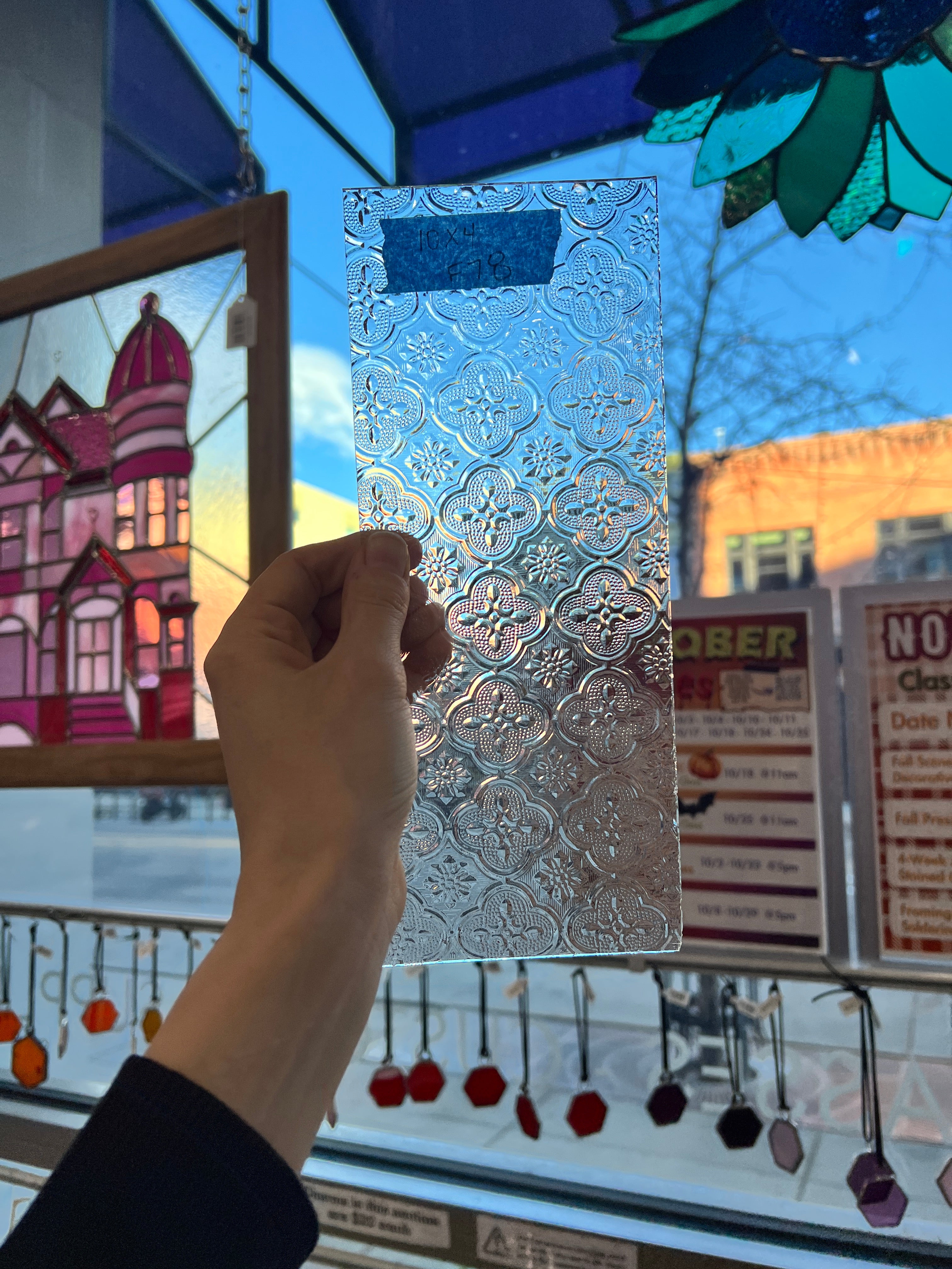 Morisco Lace Clear Transparent Sheet Glass Colorado Glassworks F78 (10x4in)