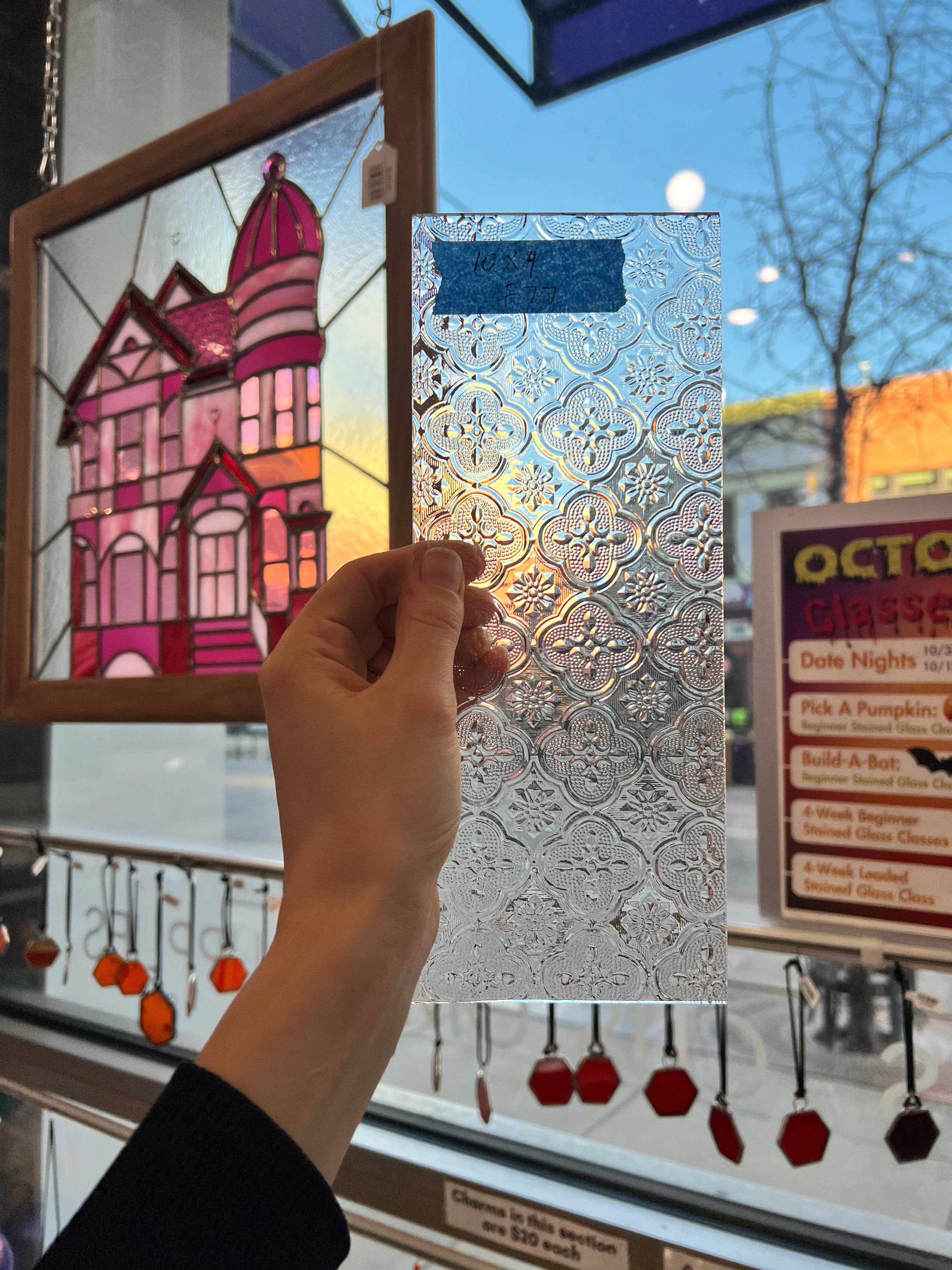 Morisco Lace Clear Transparent Sheet Glass Colorado Glassworks F77 (10x4in)