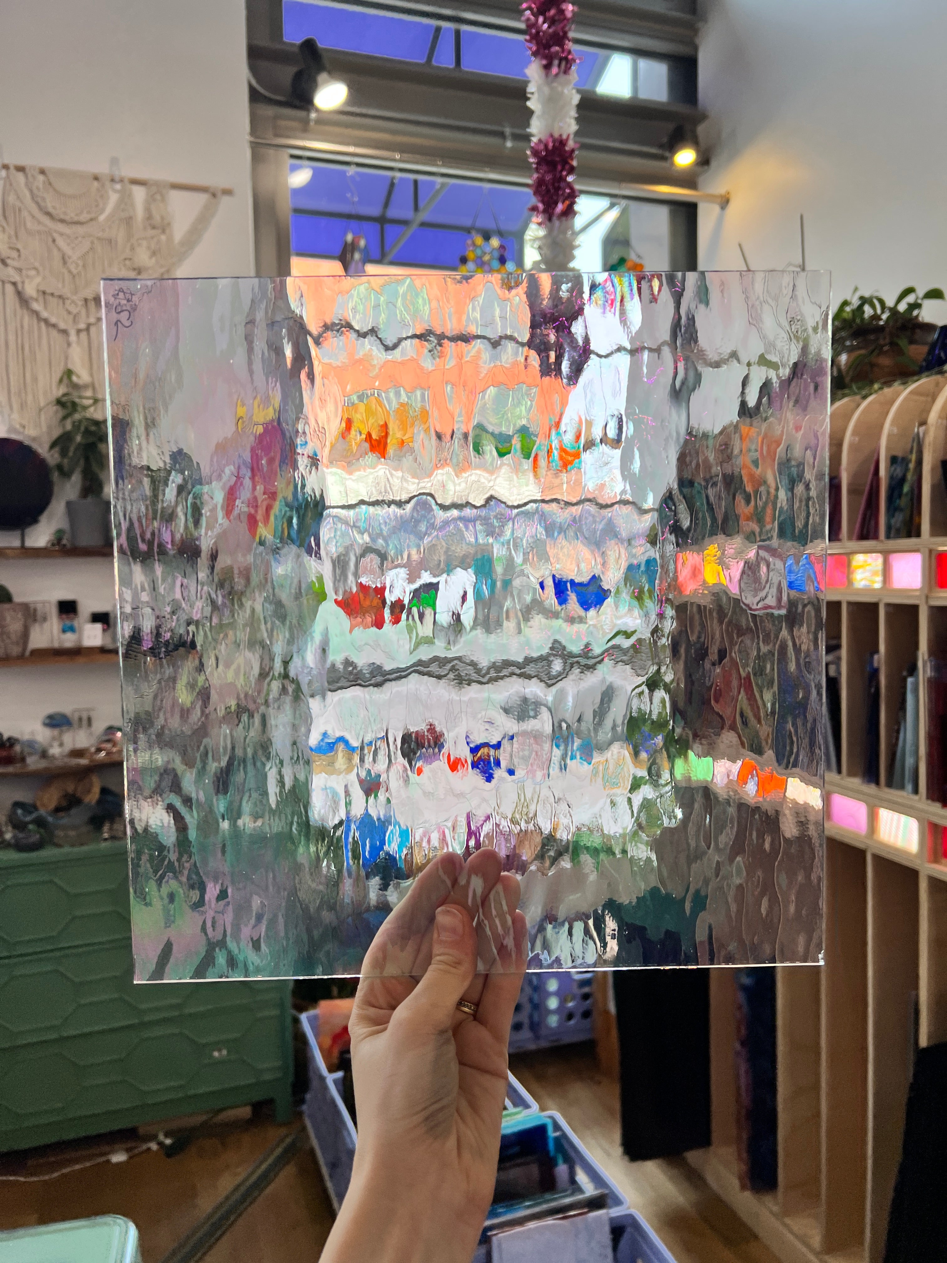 Clear Iridescent Waterglass Oceanside Fusible 96 COE (100W-F-IR) Sheet Glass Colorado Glass Works OS-CLEAR-I-W (11x12in)