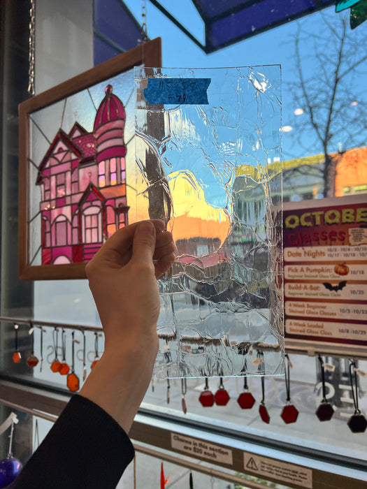 Clear Lamberts Crackle Mouth Blown Sheet Glass Colorado Glassworks