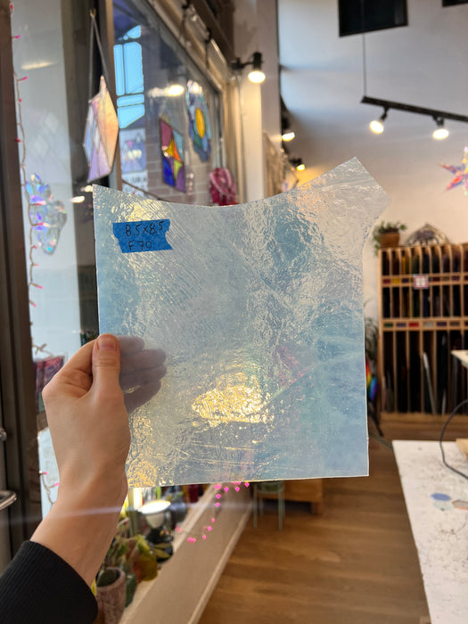 Vintage Milky Clear Chicago Art Glass Sheet Glass Colorado Glassworks F70 (8.5x8.5in)