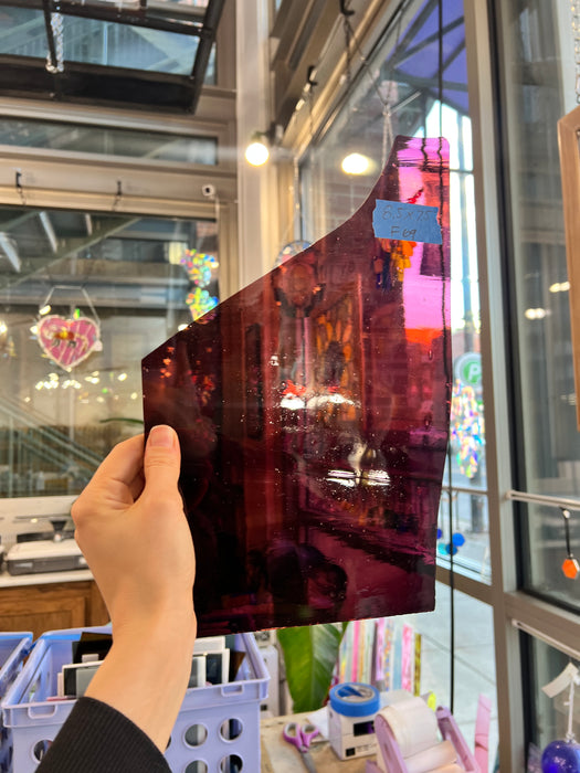 Vintage Mouth Blown Wine Red Gradient Sheet Glass Colorado Glassworks