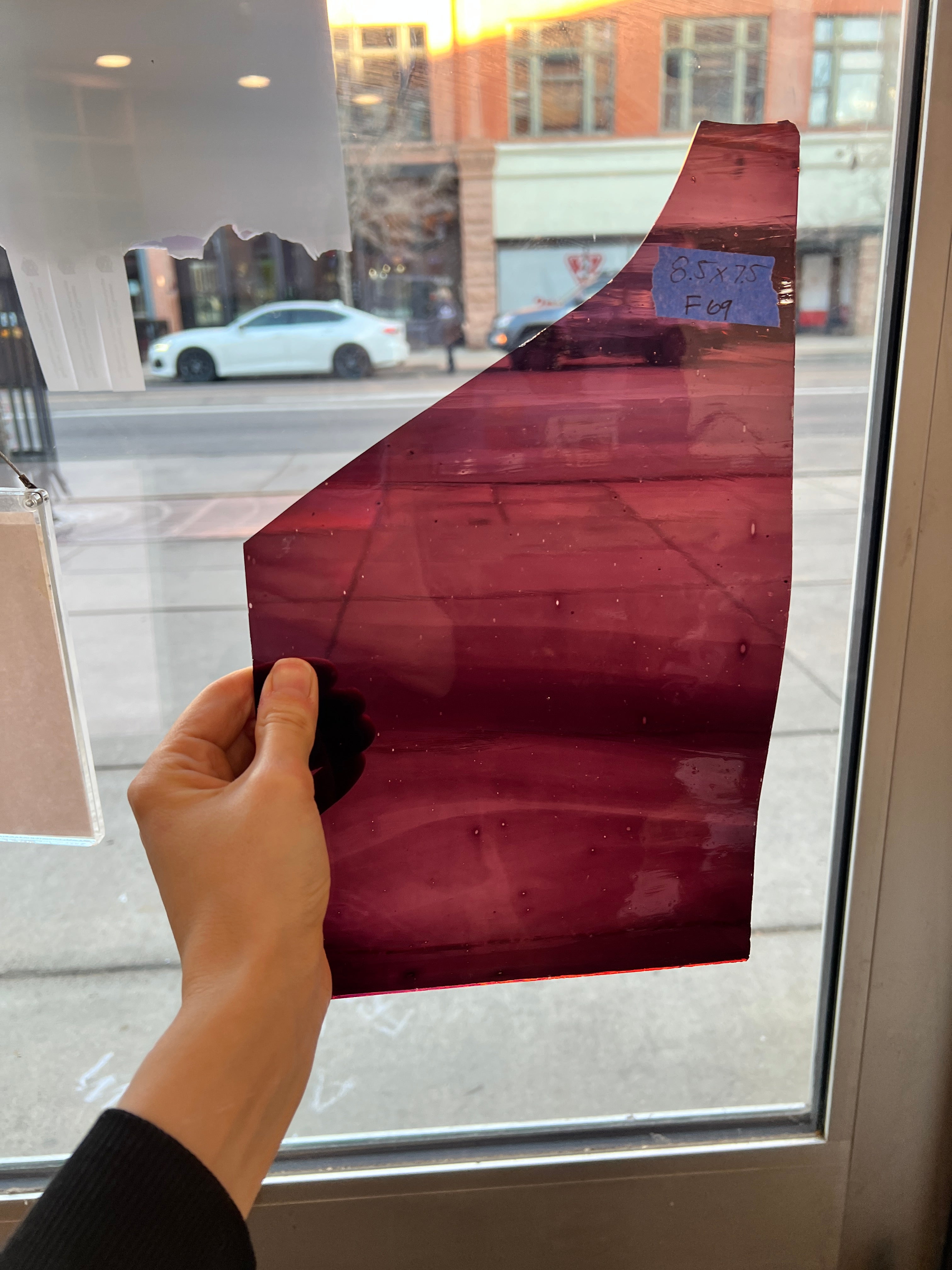 Vintage Mouth Blown Wine Red Gradient Sheet Glass Colorado Glassworks