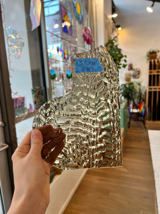 Vintage Gray Brown Rippled Textured Optimum Sheet Glass Colorado Glassworks F67 (6x5.5in)