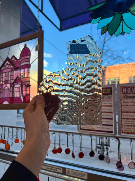 Vintage Gray Brown Rippled Textured Optimum Sheet Glass Colorado Glassworks