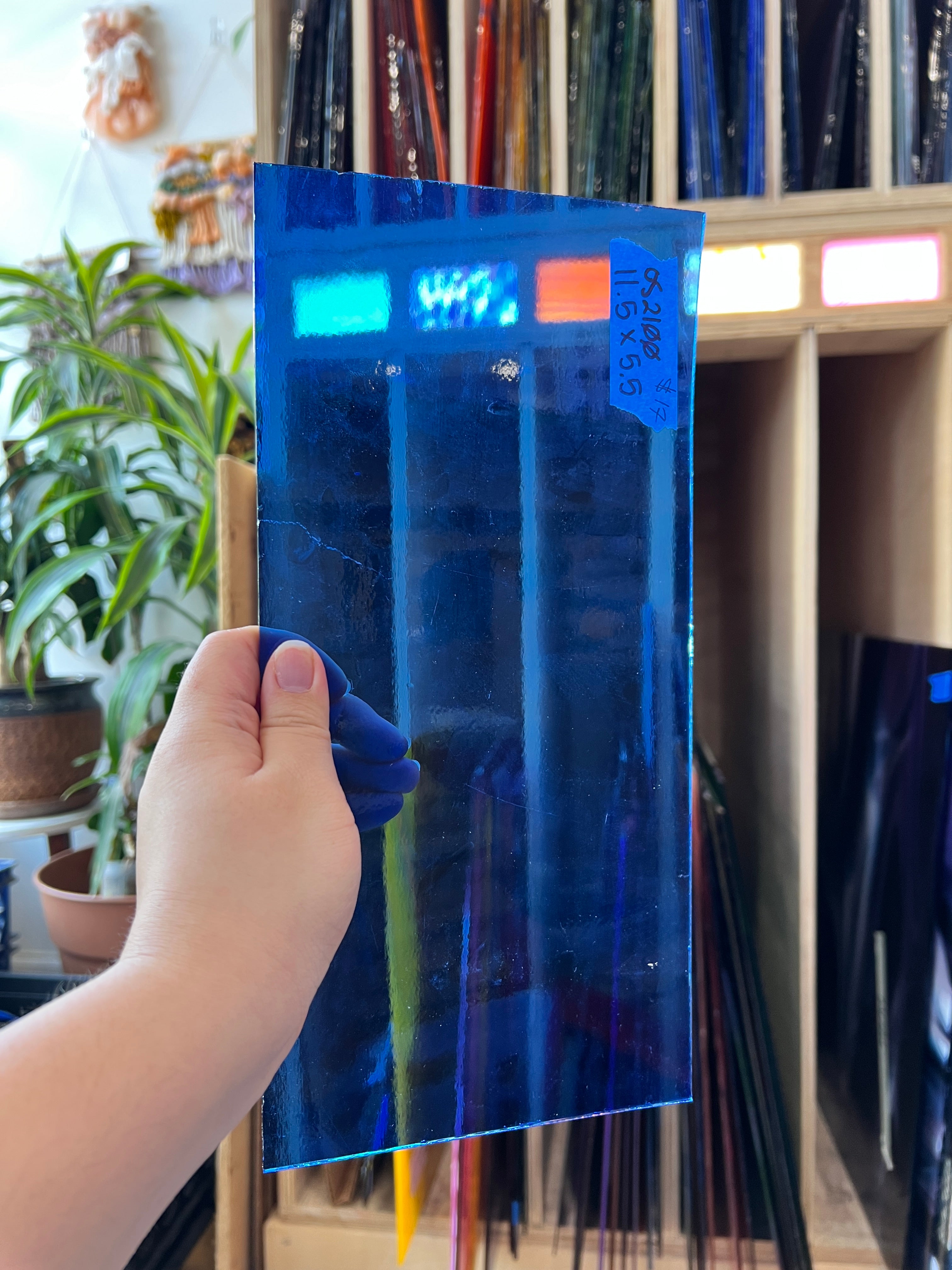 Transparent Blue Fusible 96COE Oceanside Sheet Glass Colorado Glassworks OS2100 (11.5x5.5in)