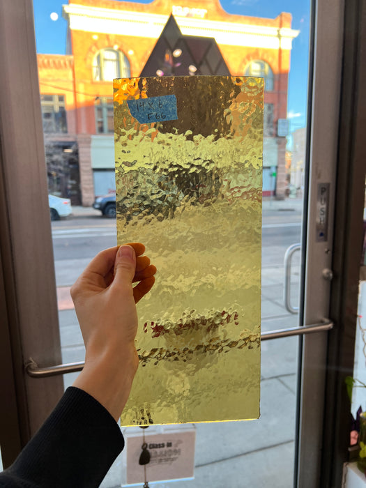 Honey Amber Yellow Transparent Hammered Glass Sheet Glass Colorado Glass Works
