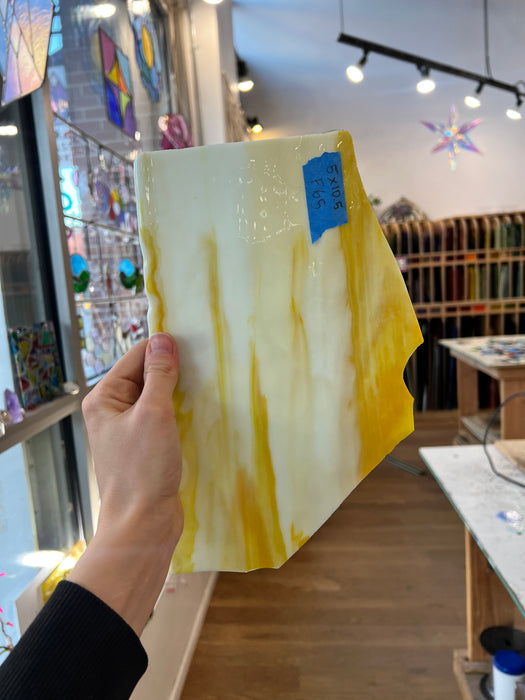Yellow and White Mixed Youghiogheny Sheet Glass Colorado Glassworks F65 (5x10.5in)