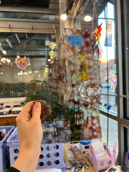 Red Clear Mottled Vintage Bullseye Sheet Glass Colorado Glassworks