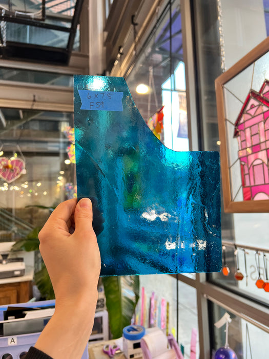 Carribean Blue Transparent Kokomo Sheet Glass Kokomo 7.5x6in (KO-07692077)