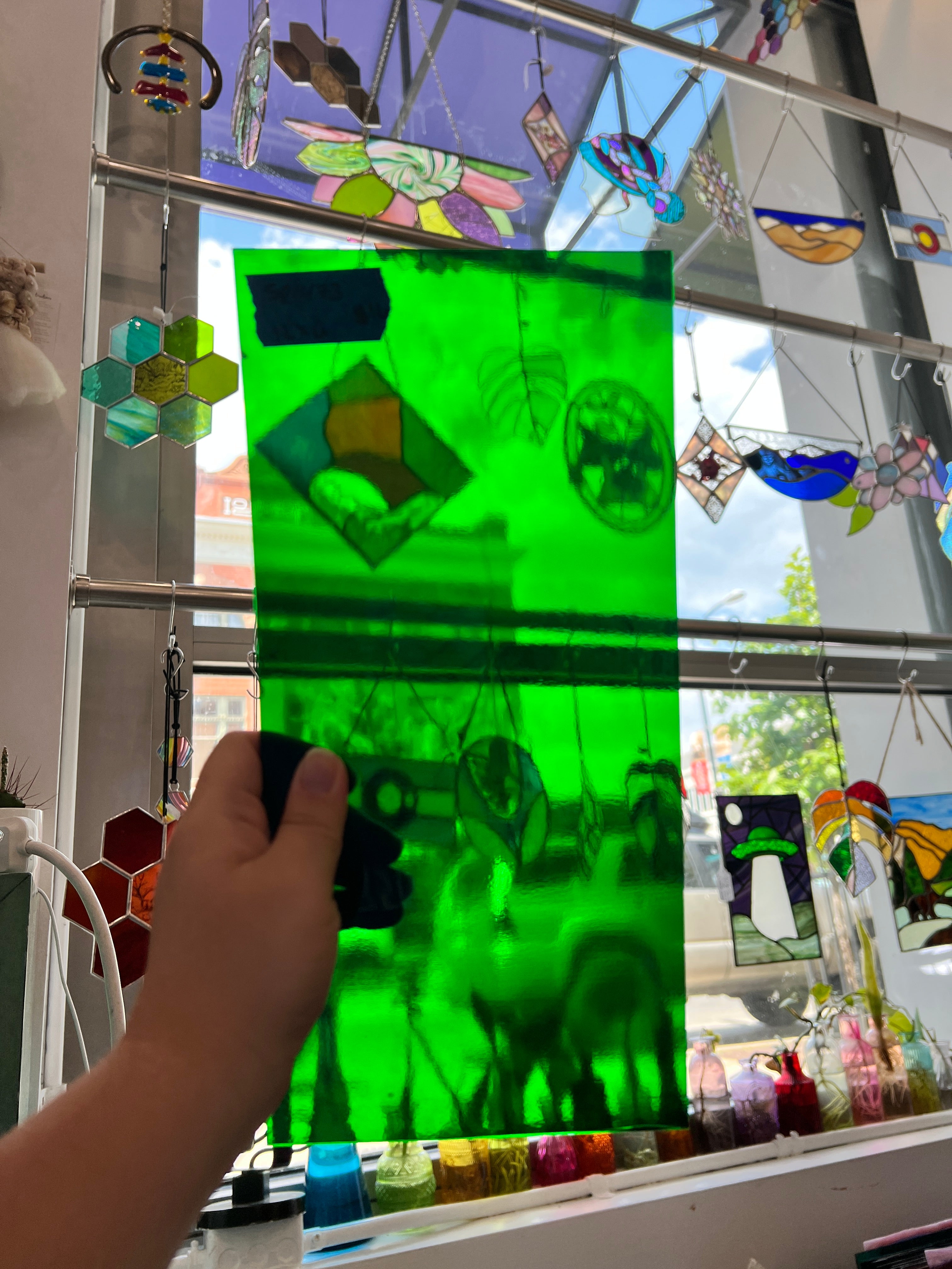 Transparent Dark Green Spectrum Sheet Glass Colorado Glassworks