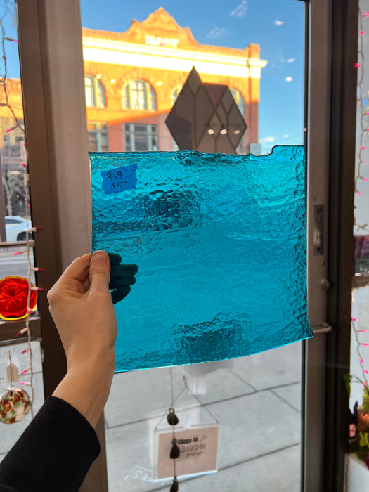 Medium Blue Rolled Bullseye Sheet Glass Colorado Glass Works