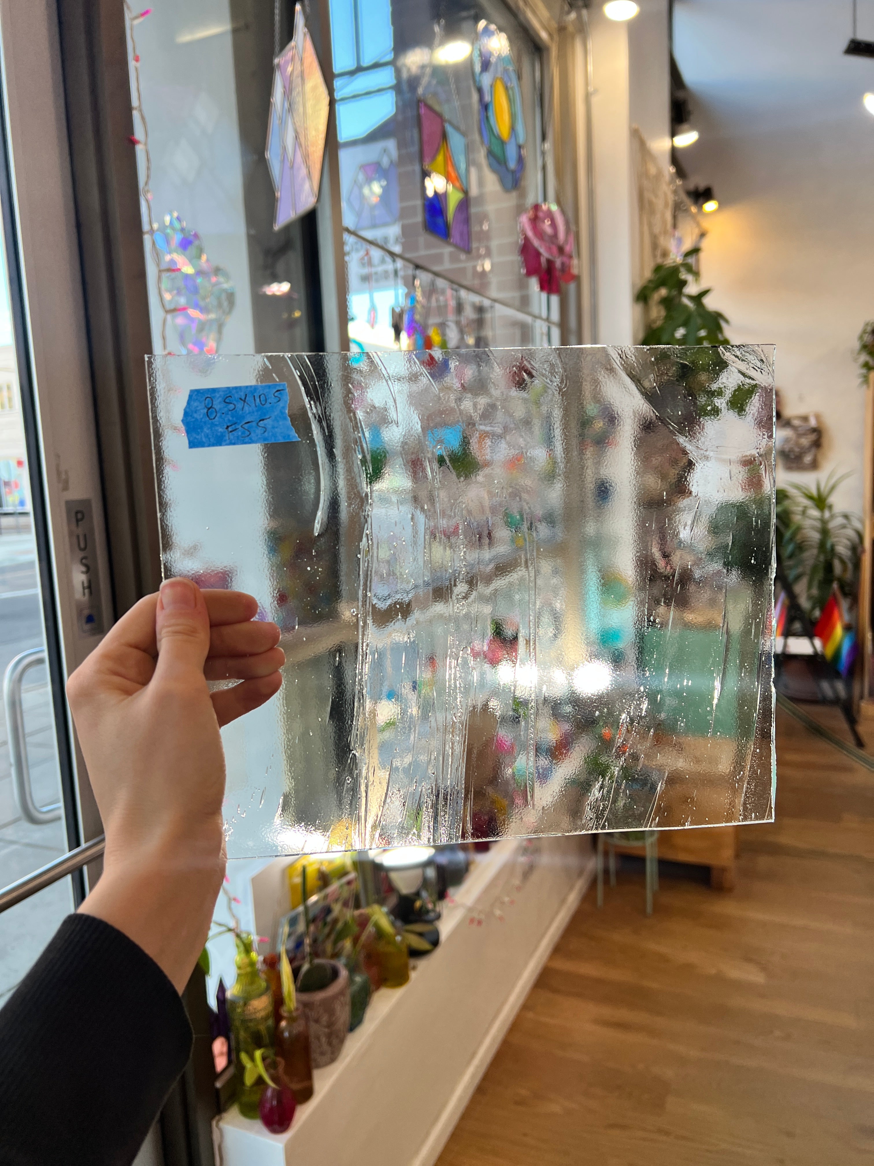 Clear Architectural Wispy Reemy Glass Sheet Glass Colorado Glassworks F55 (10.5x8.5in)