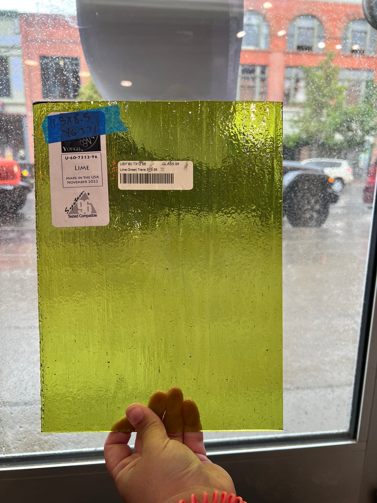 Lime Green Translucent Fusible 96 COE Sheet Glass Colorado Glassworks   