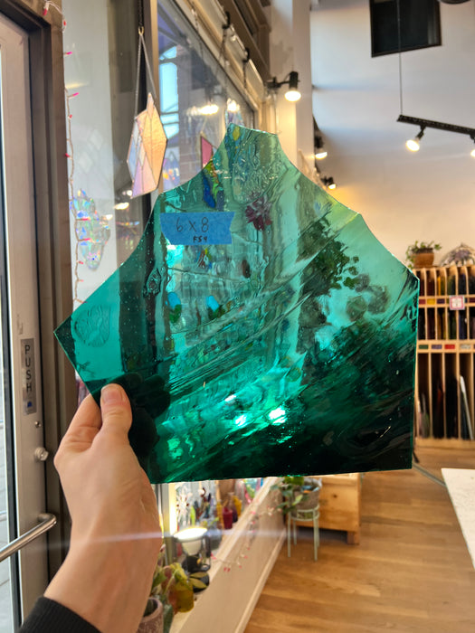 Teal Reamy Vintage Antique Hartley Wood Sheet Glass Colorado Glassworks