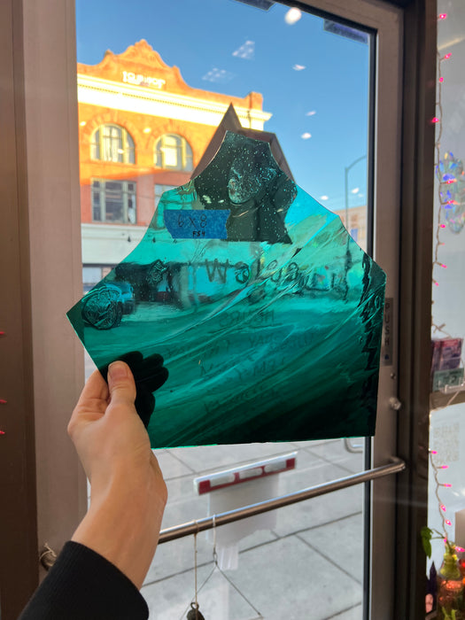 Teal Reamy Vintage Antique Hartley Wood Sheet Glass Colorado Glassworks