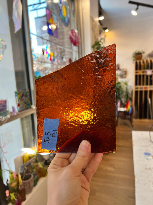 Vintage Amber Textured Sheet Glass Colorado Glassworks