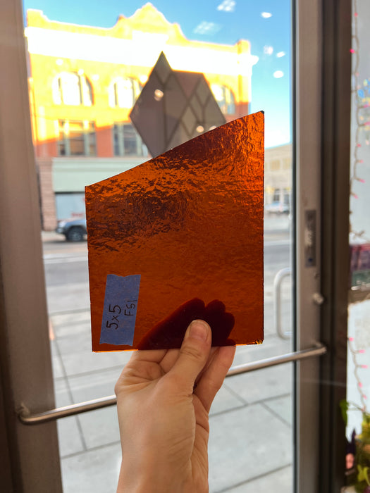 Vintage Amber Textured Sheet Glass Colorado Glassworks