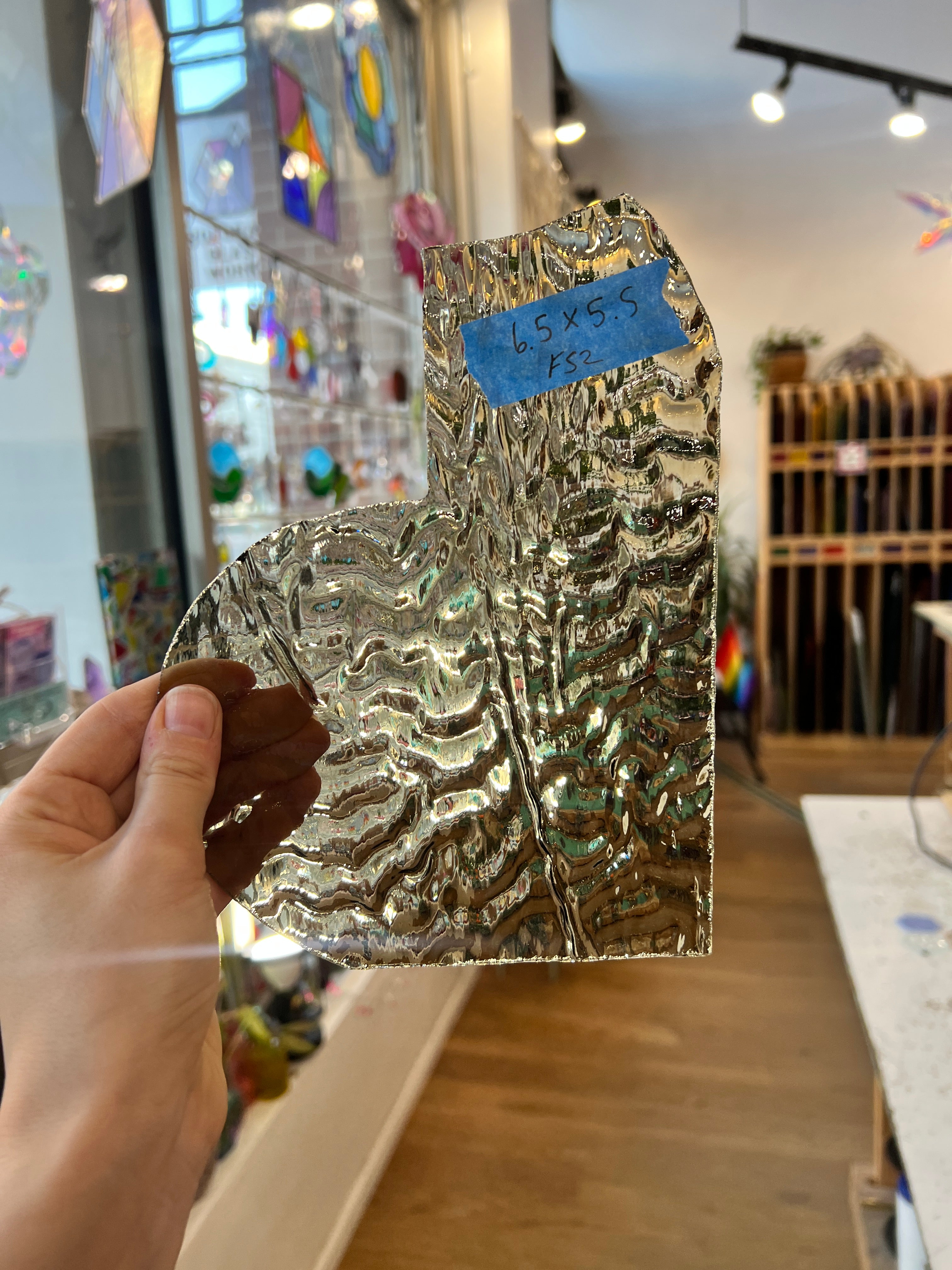 Vintage Gray Brown Rippled Textured Optimum Sheet Glass Colorado Glassworks F52 (6.5x5.5in)