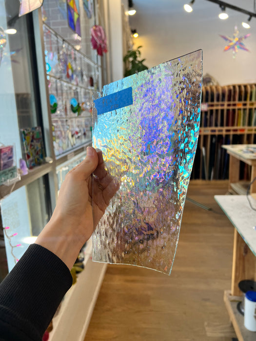 Vintage Clear Iridescent Optimum Glass Sheet Glass Colorado Glass Works