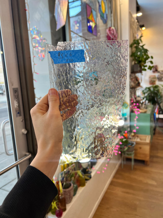 Vintage Clear Iridescent Optimum Glass Sheet Glass Colorado Glass Works