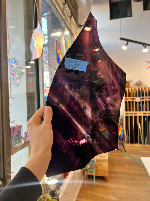 Mouth Blown Ribbed Purple Vintage Hartely Wood Sheet Glass Colorado Glassworks