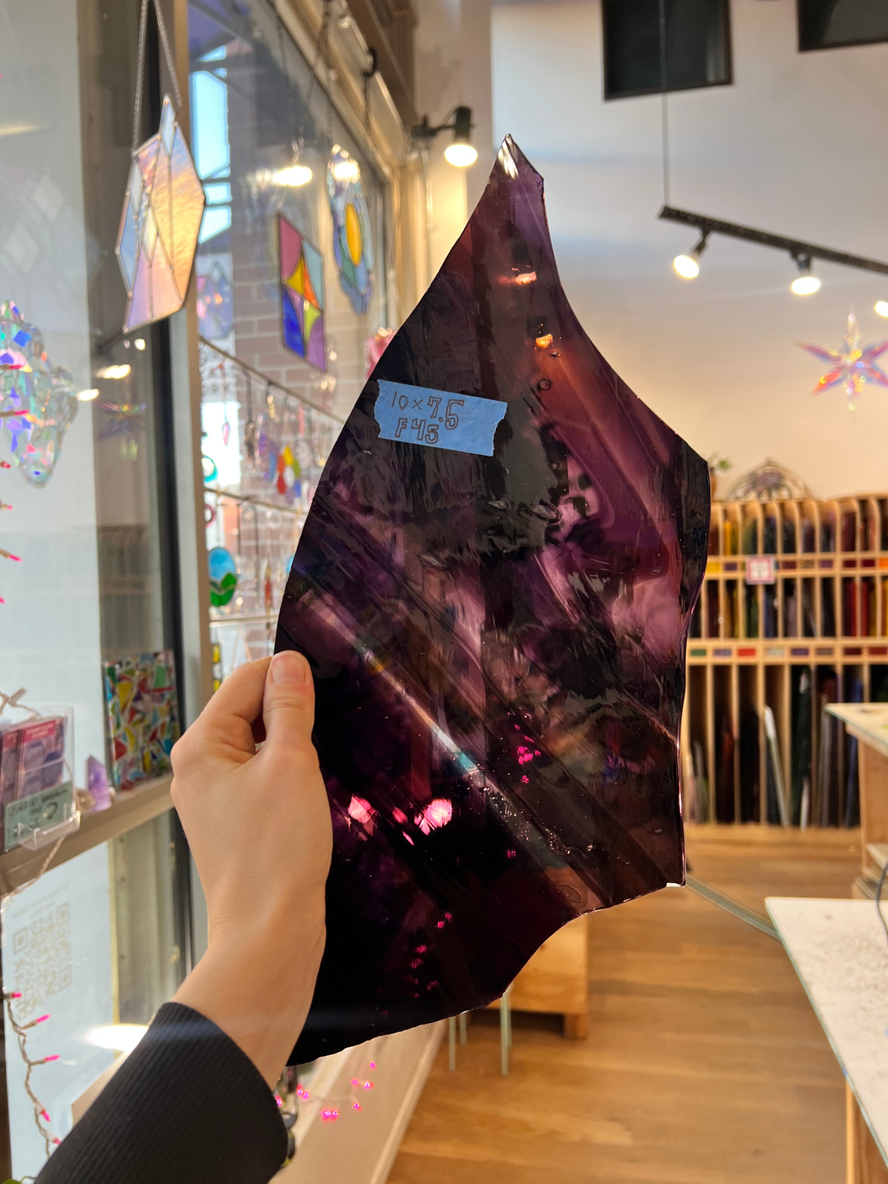 Mouth Blown Ribbed Purple Vintage Hartely Wood Sheet Glass Colorado Glassworks