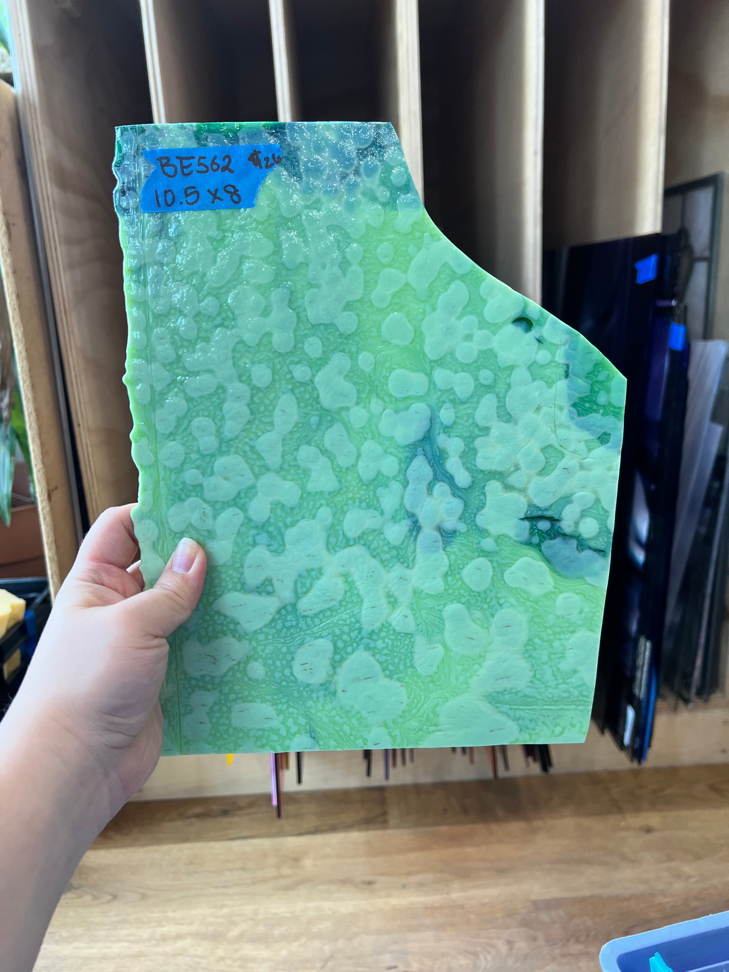 Mint Green Mottled Bullseye Sheet Glass Colorado Glassworks BE562 (10.5x8in)