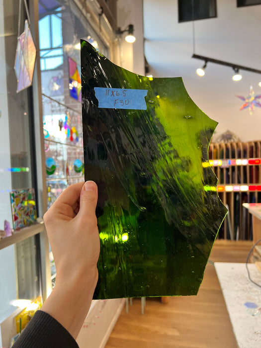 Lime Green Vintage Reamy Hartley Wood Sheet Glass Colorado Glassworks