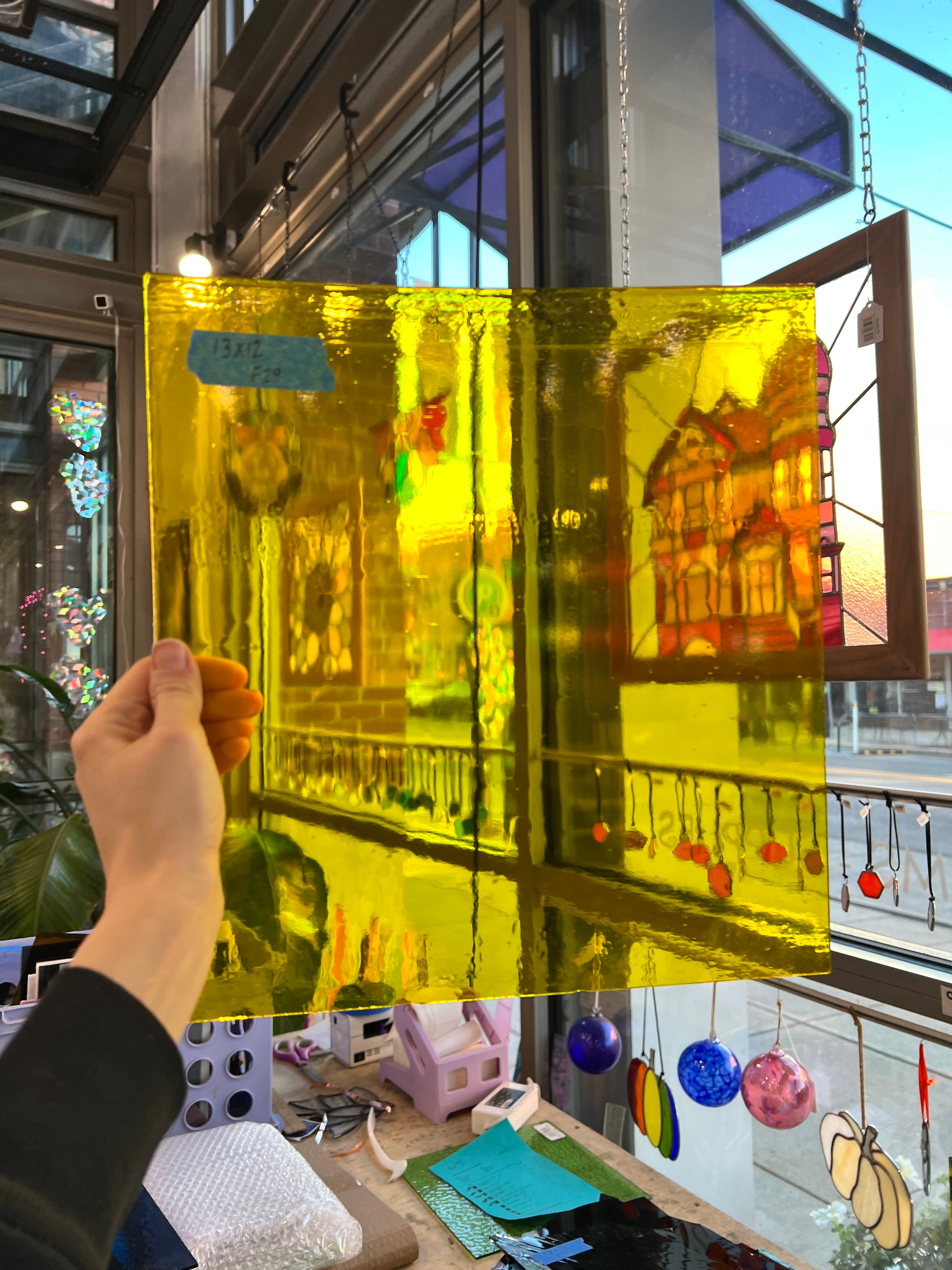 Vintage Yellow Transparent Spectrum Sheet Glass Colorado Glassworks