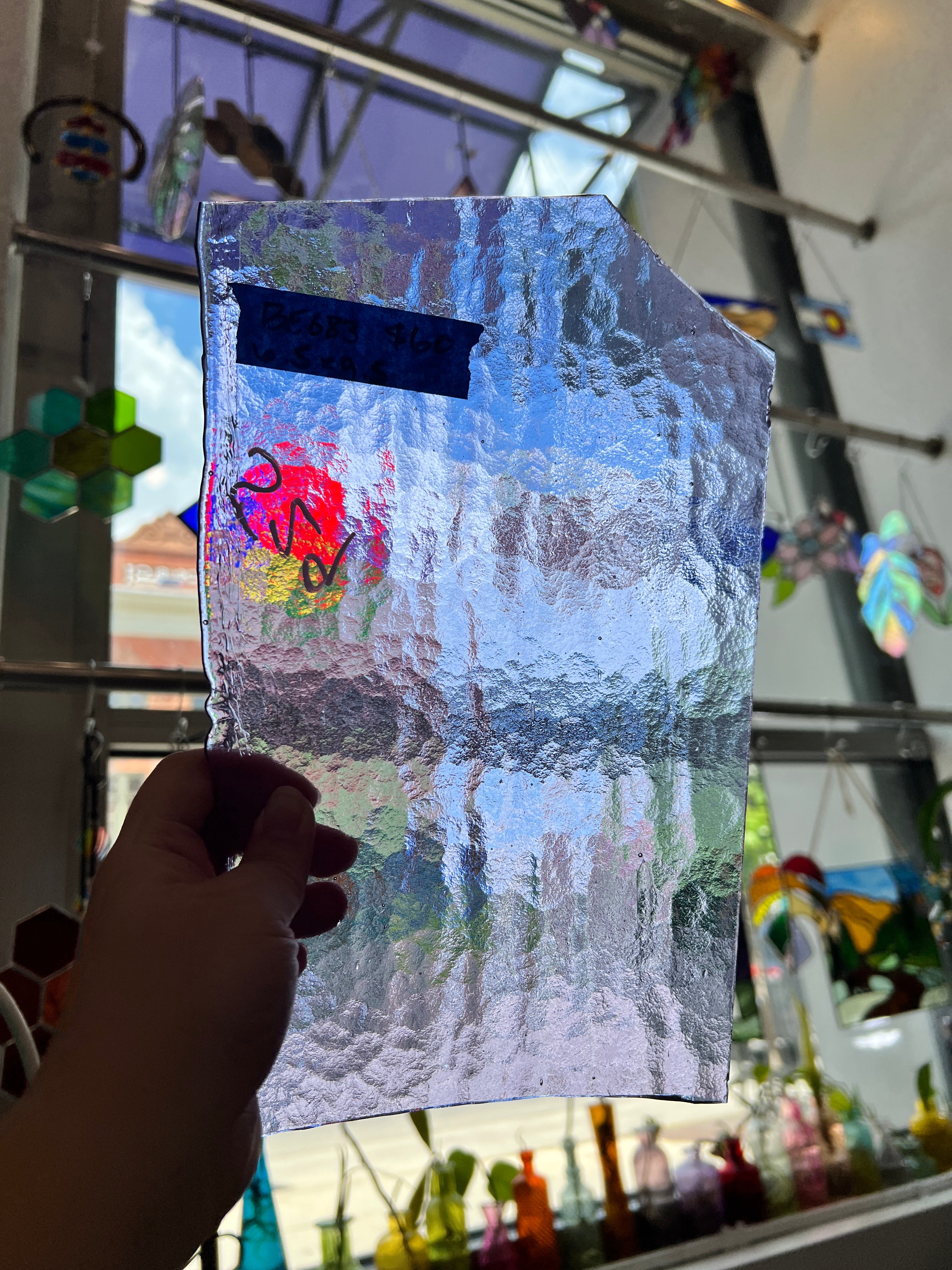 Vintage Transparent Purple Bullseye Sheet Glass Colorado Glassworks