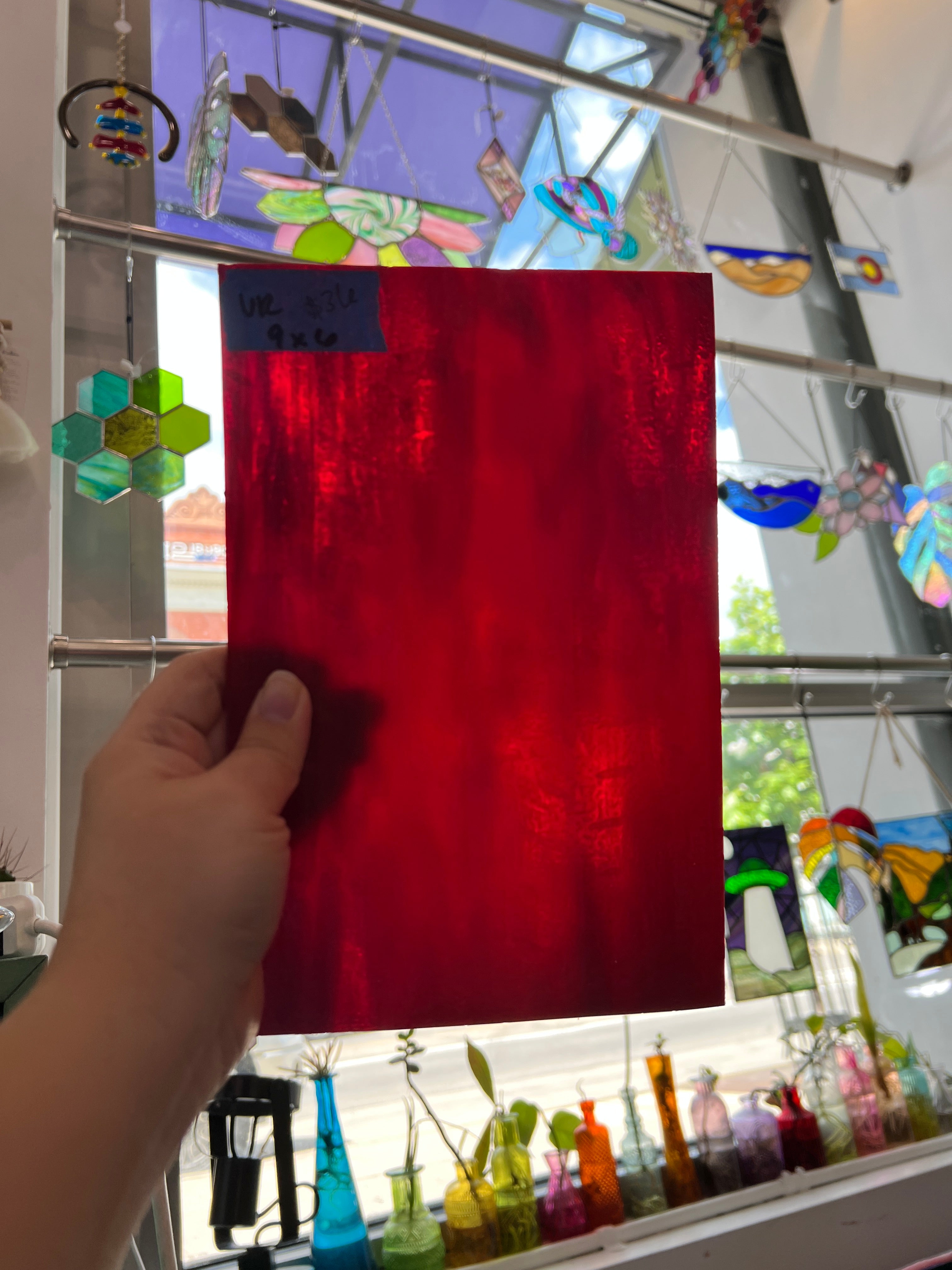 Vintage Red Mottled Uroboros Sheet Glass Colorado Glassworks