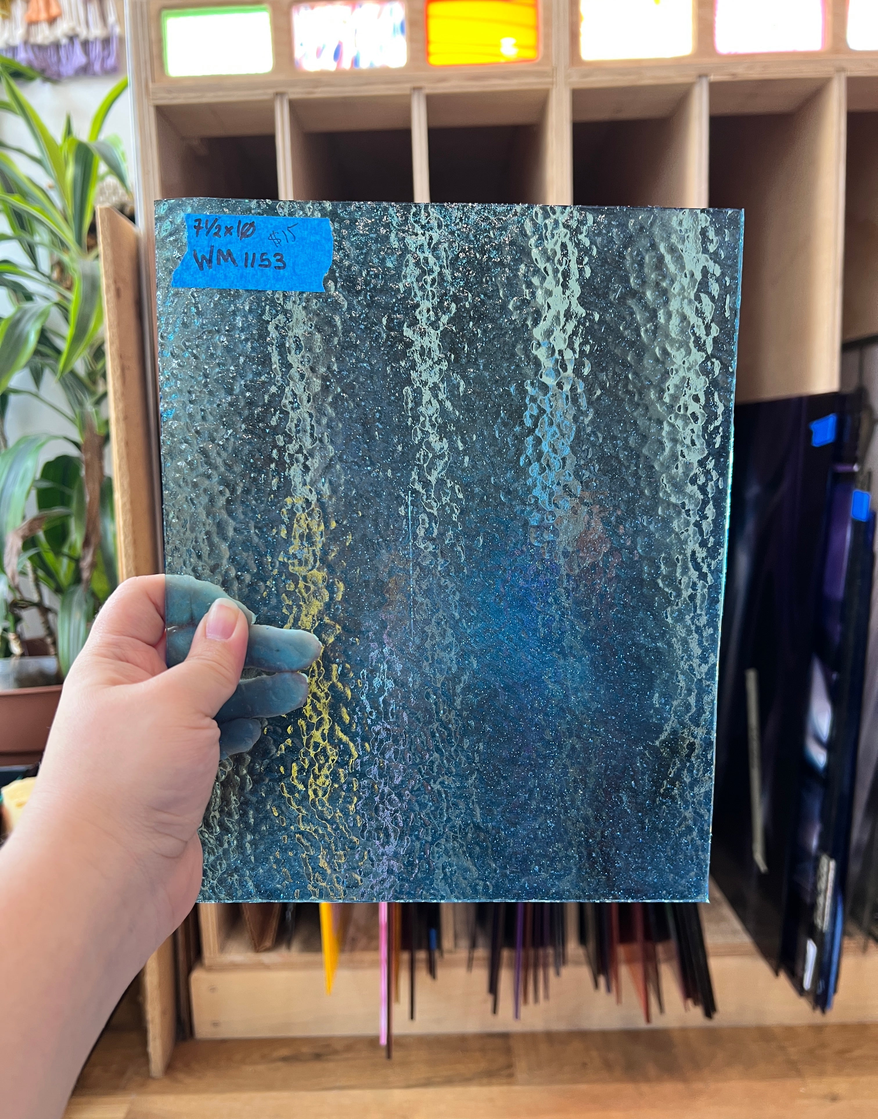 Transparent Blue Pebble Wissmach Sheet Glass Unknown WM1153 (7.5x10in)