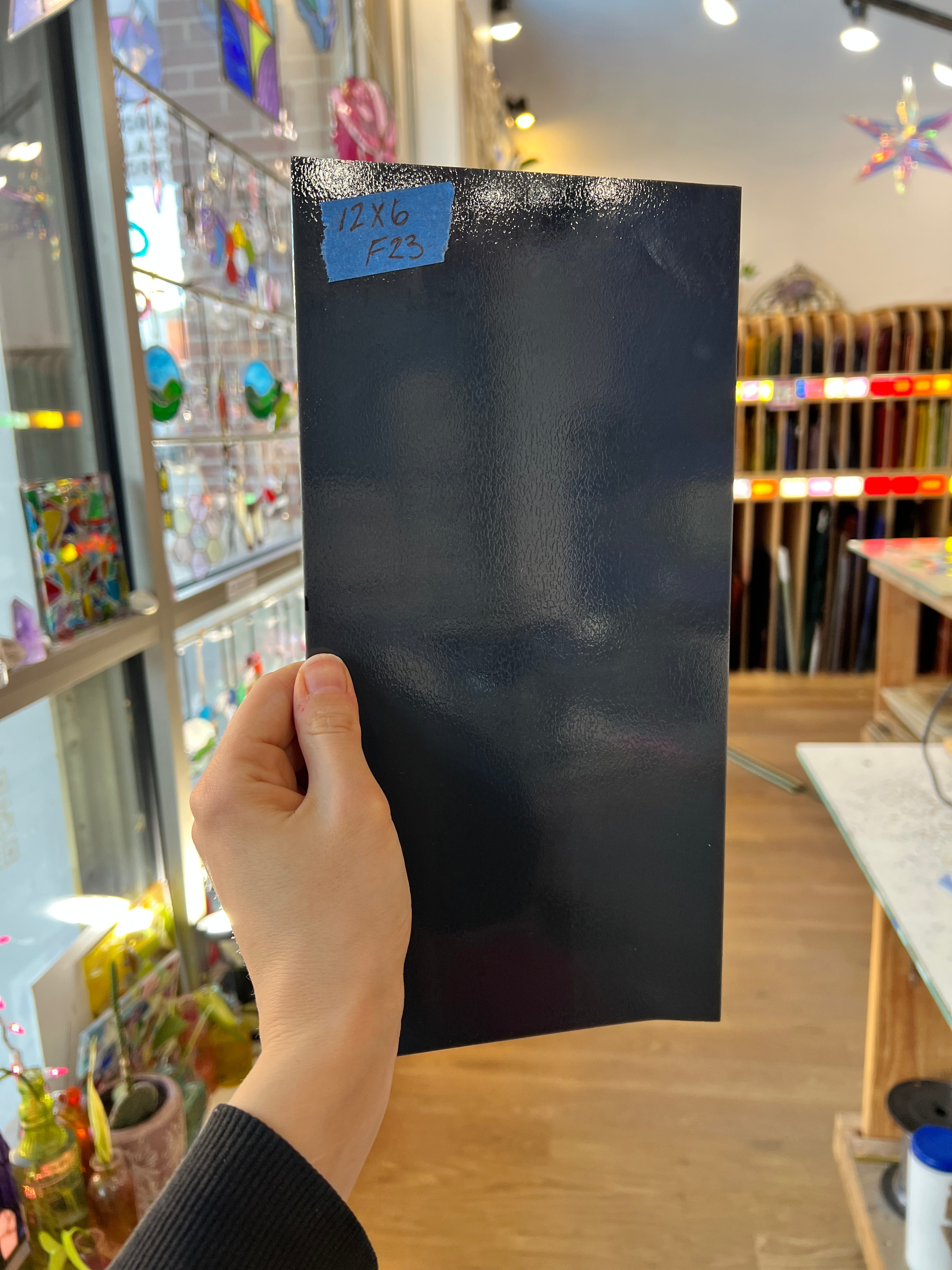 Charcoal Opalescent Oceanside Fusible 96 COE Sheet Glass Colorado Glassworks