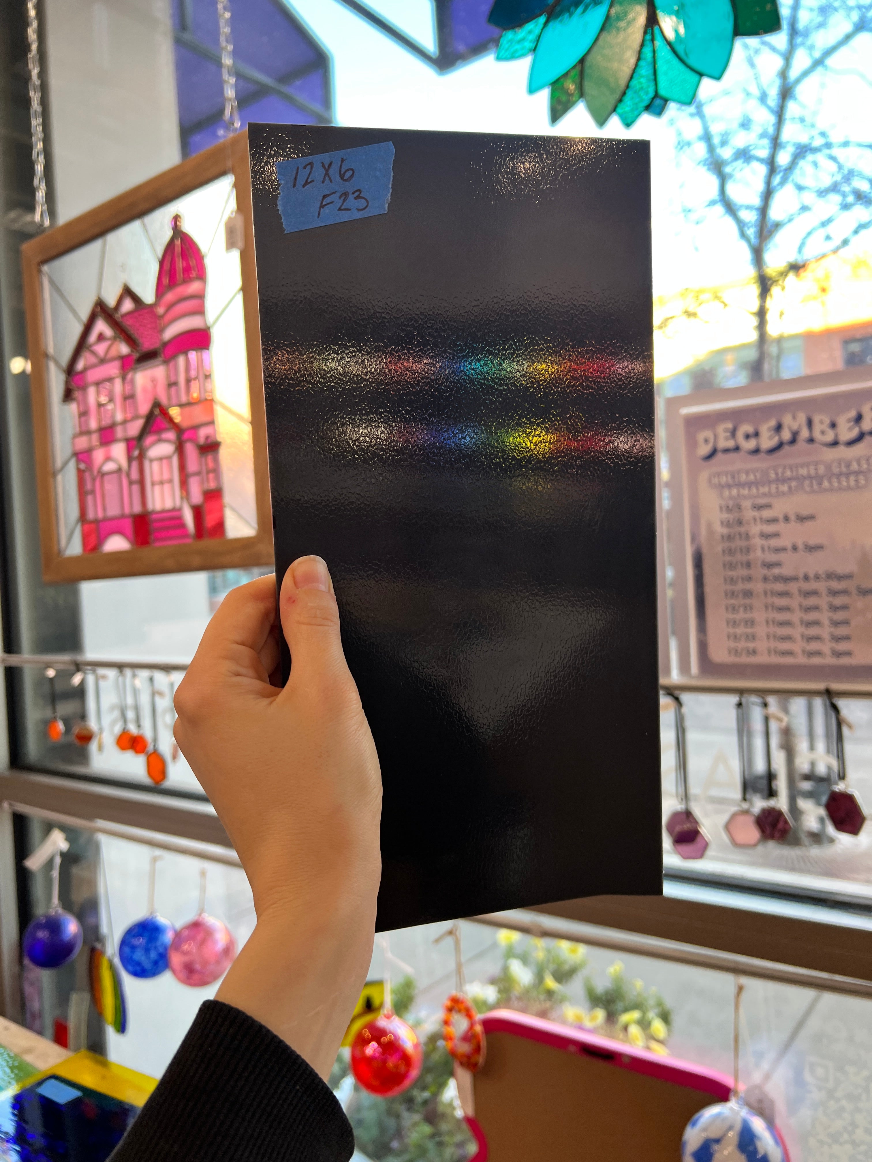 Charcoal Opalescent Oceanside Fusible 96 COE Sheet Glass Colorado Glassworks