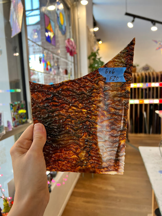 Brown Mixed Ripple Uroboros Sheet Glass Colorado Glassworks F20 (6x6in)